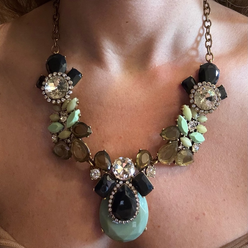 J. Crew Black and Gold Necklace with Statement Design